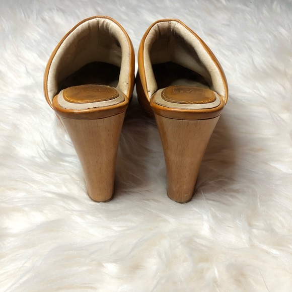 Frye Saddle Tan Heeled Mules - Picture 4 of 7
